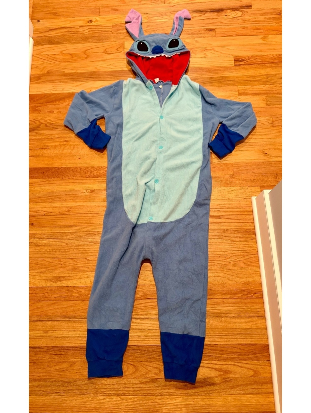 Disney lilo & Stitch Adult Fleece Hooded One Piece Pajama Costume Cosplay Size M